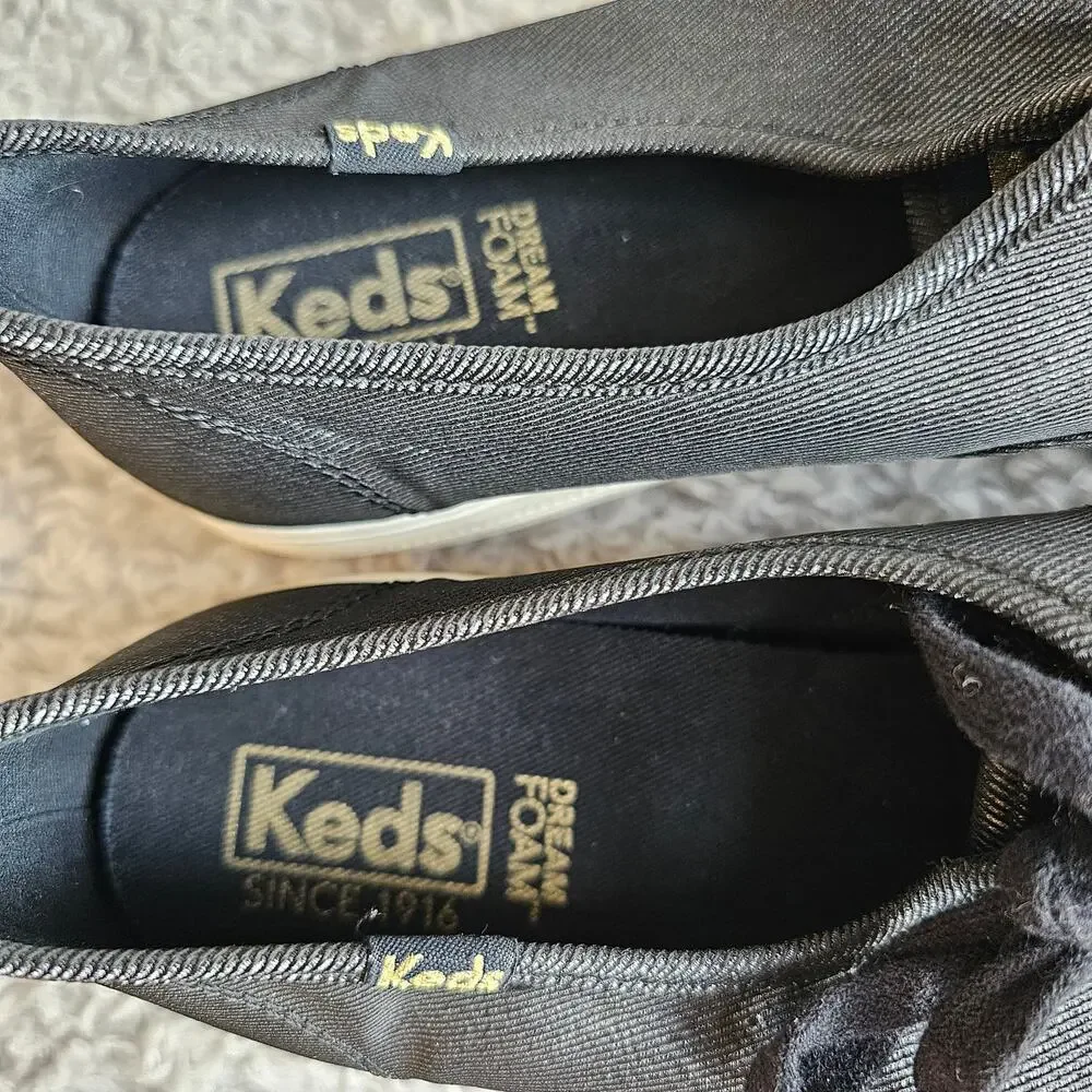 Keds Women's Triple CVO Metallic Lace Up Twill Platform Sneakers Size 9.5‎ Black